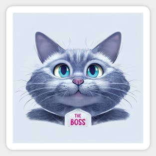 Cat Boss Funny Art Sticker